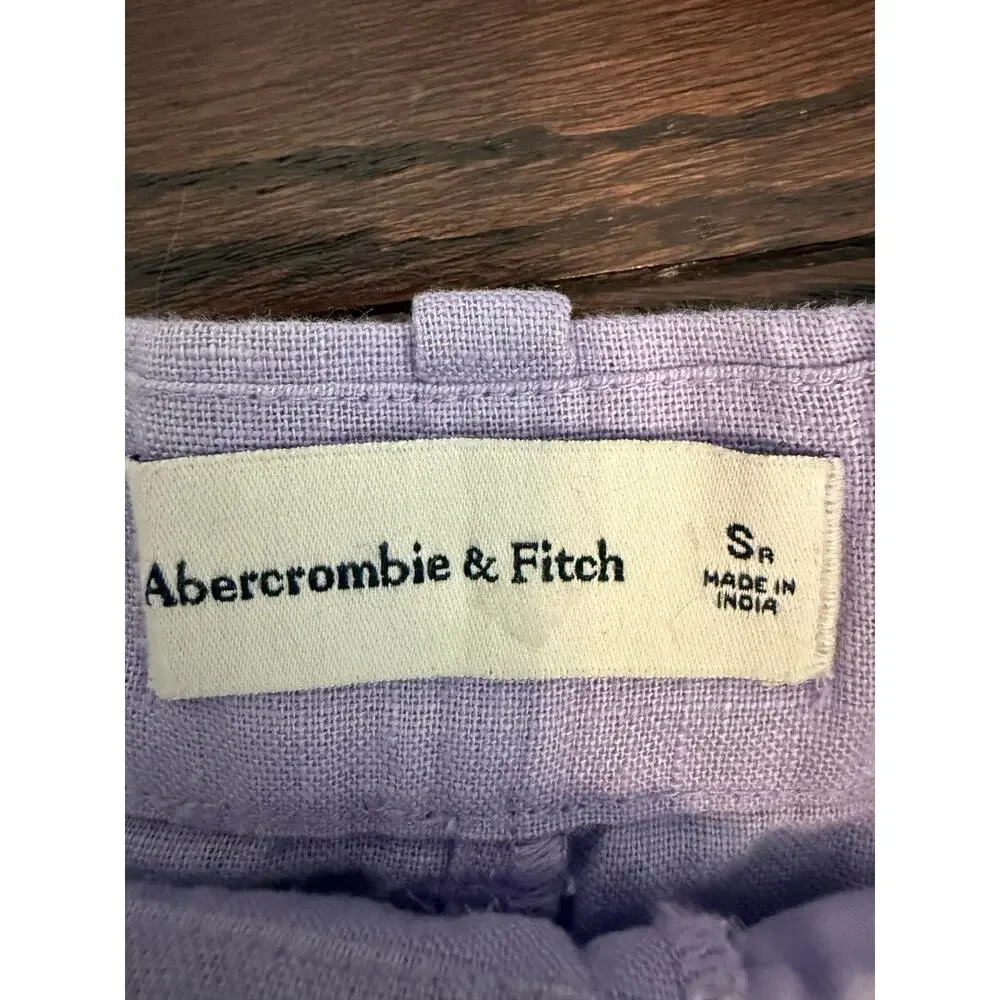 Abercrombie & Fitch Lavender Linen Blend tailored Wide Leg Pants Small - Picture 8 of 12